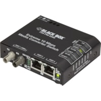 Black Box LBH100 Transceiver/Media Converter - 2 x Network (RJ-45) - 1 x ST Ports - Multi-mode - 0.03 mil (0 mm) Fiber - Fast Ethernet - 10/100Base-T, 100Base-X - 2 km - Power Supply - Rack-mountable, DIN Rail Mountable, Panel-mountable, Wall Mountable, Standalone 