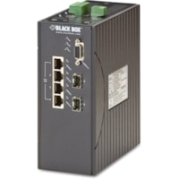 Black Box Ethernet Switch - 4 Ports - Manageable - 2 Layer Supported - Modular - 2 SFP Slots - Twisted Pair, Optical Fiber - DIN Rail Mountable, Rack-mountable - 5 Year Limited Warranty 