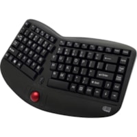 Adesso Tru-Form Media 3150 - 2.4 GHz Wireless Ergo Trackball Keyboard - Wireless Connectivity - RF - 30 ft (9144 mm) - 2.40 GHz - USB 2.0 Interface - 87 Key(s) - On/Off Switch, Connect, Play/Pause, Stop, Previous Track, Next Track, Mute, Volume Up, Volume Down Hot Key(s) - English (US) - Trackball, 