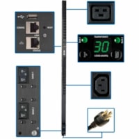 Tripp Lite by Eaton PDUMNV30HVLX 5/5.8kW Single-Phase Monitored PDU - Monitored - NEMA L6-30P - 20 x IEC 60320 C13, 4 x IEC 60320 C19 - 230 V AC - 5.80 kW - 0U - Vertical - Rack-mountable 