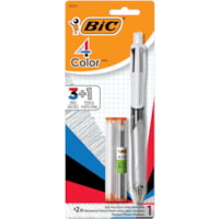 BIC 4-Colour 3+1 Ballpoint Pens and Pencil, Medium Point (1.0 mm), Assorted Colours, 1-Count Pack, Pens for School and Office Supplies - 2HB Pencil Grade - 0.7 mm (0.03") Lead Size - Assorted Ink - Assorted Lead - Retractable - 1 Pack