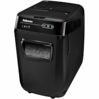 Fellowes AutoMax(tm) 200M Auto Feed Shredder - Non-continuous Shredder - Micro Cut - 200 Per Pass - for shredding Staples, Credit Card, Paper - 0.1" (1.98 mm) x 0.5" (13.87 mm) Shred Size - P-5 - 2.20 in/s (55.88 mm/s) - 9" (228.60 mm) Throat - 25 Minute Run Time - 25 Minute Cool Down Time - 8.50