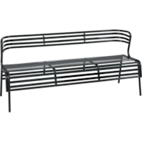 Safco CoGo Indoor/Outdoor Steel Bench with Back - Black - Steel - 1 Each