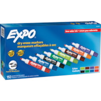 Expo Low-Odor Dry-erase Markers - Fine Chisel, Ultra Fine Bullet Marker Point - Assorted, Blue, Lime, Red, Brown, Orange, Green, Black, Purple Ink - Alcohol Based - 192 / Pack