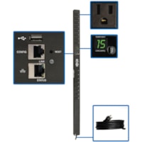 Tripp Lite by Eaton PDUMNV15LX 16-Outlet PDU - Monitored - NEMA 5-15P - 16 x NEMA 5-15R - 120 V AC - 0U - Vertical - Rack-mountable 