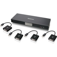 Boîtier de commutation KVM MiniView IOGEAR - 4 Ordinateur(s) - 1 Utilisateur(s) local - 3840 x 2160 - 7 x USB - 5 x DVI