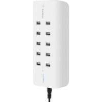 Belkin RockStar 10-Port USB Charging Station - 120 W - 120 V AC, 230 V AC Input - 5 V DC Output - 2.40 A - 1