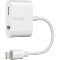 Belkin 3.5 mm Audio + Charge for iPhone and iPad Lightning Adapter - Lightning/Mini-phone Audio/Power/Data Transfer Cable for Headphone, Speaker, Microphone, Remote Control, Audio Device, iPhone, iPad, Notebook - First End: 1 x Mini-phone Audio - Female, 1 x Lightning - Female - Second End: 1 x Ligh