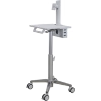 Ergotron StyleView Lean WOW Cart, SV10 - Round Handle - 16 lb (7257.48 g) Capacity - 4 Casters - 4" (101.60 mm) Caster Size - Steel - 46.3" (1174.75 mm) Height - White, Aluminum 