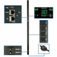 Tripp Lite by Eaton PDUMV30NETLX 2.9kW Single-Phase Switched PDU - Switched - NEMA L5-30P - 24 x NEMA 5-15/20R - 120 V AC - Network (RJ-45) - 0U - Vertical - Rack-mountable 