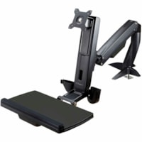 StarTech.com Sit Stand Monitor Arm - Desk Mount Sit-Stand Workstation up to 27inch VESA Display - Standing Desk Converter - Keyboard Tray - Desk mount sit-stand monitor arm supports single VESA display up to 34in (17.6lb) - Stand up desk | horizontal articulating | 360 rotating screen - Height adjus