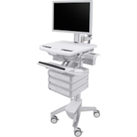 Ergotron StyleView Cart with HD Pivot, 3 Drawers (1x3) - 3 Drawer - Push/Pull Handle - 16.80 kg Capacity - 4 Casters - 4" (101.60 mm) Caster Size - Plastic, Zinc Plated Steel, Aluminum