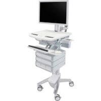 Ergotron StyleView Cart with HD Pivot, 5 Drawers (1x2+3) - 5 Drawer - Push/Pull Handle - 16.80 kg Capacity - 4 Casters - 4" (101.60 mm) Caster Size - Plastic, Zinc Plated Steel, Aluminum