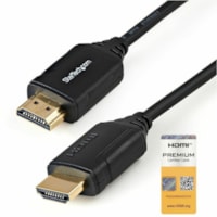 Câble vidéo 1,6 pi (0,50 m) HDMI - 1 chaque StarTech.com - 1,6 pi (0,50 m) HDMI Câble vidéo pour Périphérique audio/vidéo, Home Cinéma, HDTV, Media Player - 18 Gbit/s - Supports up to 3840 x 2160 - Blindé - Doré Connecteur plaqu&eac