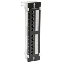 Tripp Lite series N050-P12 12-Port Wall-Mount Cat5e Patch Panel - PoE+ Compliant - 12 Port(s) - 12 x RJ-45 - Black - Wall Mountable 