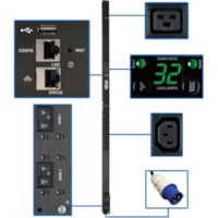 Tripp Lite by Eaton PDUMNV32HV2LX 42-Outlet PDU - Monitored - IEC 60309 32A Blue (2P+E) - 6 x IEC 60320 C19, 36 x IEC 60320 C13 - 230 V AC - Overload Protection - 0U - Vertical - Rack-mountable 