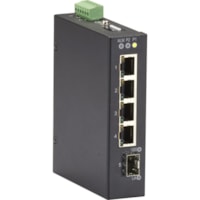 Black Box Industrial Gigabit Ethernet Switch - Extreme Temperature, 5-Port - 4 Ports - Gigabit Ethernet - 1000Base-X, 10/100/1000Base-T - 2 Layer Supported - 1 SFP Slots - Twisted Pair, Optical Fiber - DIN Rail Mountable, Wall Mountable - 1 Year Limited Warranty