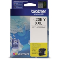 Brother INKvestment LC20EYS Original Super High (XXL Series) Yield Inkjet Ink Cartridge - Yellow Pack - 1200 Pages