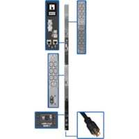 Tripp Lite by Eaton PDU3EVN10L2130 45-Outlet PDU - Monitored - NEMA L21-30P - 6 x IEC 60320 C19, 36 x IEC 60320 C13, 3 x NEMA 5-15/20R - 230 V AC - 0U - Vertical - Rack-mountable 