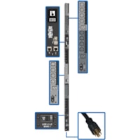 Tripp Lite by Eaton PDU3EVSR10L1530 10kW 3-Phase Switched PDU - Switched - NEMA L15-30P - 24 x IEC 60320 C13, 6 x IEC 60320 C19 - 230 V AC - Network (RJ-45) - 0U - Vertical - Rack-mountable 