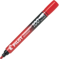 Pilot 100 Bullet Tip Permanent Markers - Bullet Marker Point - Red Ink - 12 / Box