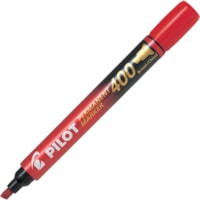 Pilot 400 Chisel Tip Permanent Markers - Chisel Marker Point - Red Ink - 12 / Box