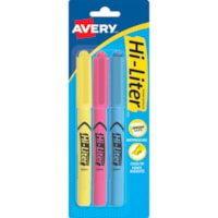 Surligneur Avery® - Pointe en biseau Pointe de marqueur - Barrel Fluorescent - 3 / emballage