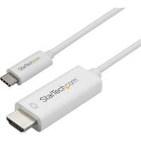 StarTech.com 3ft (1m) USB C to HDMI Cable - 4K 60Hz USB Type C DP Alt Mode to HDMI 2.0 Video Display Adapter Cable - Works w/Thunderbolt 3 - White 3.3ft/1m USB Type C DP Alt Mode HBR2 to HDMI 2.0 Cable 4K 60Hz/1080p | 7.1 Audio | HDCP 2.2/1.4 - Video Adapter cable for reliable connection - Compatibl