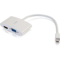 C2G 8in Mini DisplayPort to 4K HDMI or VGA Adapter - White - 8" (203.20 mm) HDMI/Mini DisplayPort/VGA A/V Cable for Projector, Monitor, Notebook, Tablet, HDTV, Computer, Tablet, Audio/Video Device - First End: 1 x Mini DisplayPort Digital Audio/Video - Male - Second End: 1 x 15-pin HD-15 - Female, 1