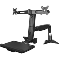 StarTech.com Sit Stand Dual Monitor Arm - Desk Mount Standing Computer Workstation 24" Displays - Adjustable Stand Up Arm w/ Keyboard Tray - Desk mount sit-stand dual monitor arm supports VESA mount displays up to 24-in (17.6lb) per arm - Horizontal articulating 360 degree rotating screen height adj