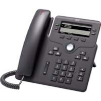 Cisco 6851 IP Phone - Corded - Corded - Wall Mountable, Desktop - Charcoal - 4 x Total Line - VoIP - 2 x Network (RJ-45) - PoE Ports