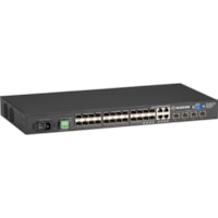 Black Box Gigabit Managed Ethernet SFP Fiber Switch - 28-Port - 4 Ports - Manageable - Gigabit Ethernet, 10 Gigabit Ethernet - 10GBase-X, 1000Base-X, 10/100/1000Base-T - 2 Layer Supported - Modular - 20 SFP Slots - 38.64 W Power Consumption - Optical Fiber, Twisted Pair - Rack-mountable - 1 Year Lim