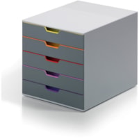 DURABLE VARICOLOR 5 - 5 Drawer(s) - 11" (279.40 mm) Height x 11.5" (292.10 mm) Width x 14" (355.60 mm) Depth - Label Holder, Stackable, Non-slip Feet - Gray - Acrylonitrile Butadiene Styrene (ABS) - 1 Each