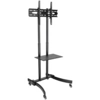 Tripp Lite series Mobile Flat-Panel Floor Stand - 37" to 70" TVs and Monitors - Classic Edition - Up to 70" Screen Support - 88 lb (39916.13 g) Load Capacity - 1 x Shelf(ves) - 67.50" (1714.50 mm) Height x 27.60" (701.04 mm) Width x 27.60" (701.04 mm) Depth - Floor Stand - Steel, Aluminum - Black, S