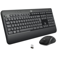 Logitech MK540 Advanced Wireless Keyboard and Mouse Combo for Windows (French Layout) - USB Wireless RF Keyboard - French - USB Wireless RF Mouse - Optical - 1000 dpi - Scroll Wheel - QWERTY - Media Player, Calculator, On/Off Switch, Battery Hot Key(s) - Symmetrical - AA - Compatible with Desktop Co