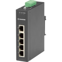 Commutateur Ethernet 5 Ports Black Box - 5 Ports - 2 Couche supportée - Paire torsadée - Montage sur rail DIN, Fixation au mur, Panneau montable - 1 Année Garantie limitée