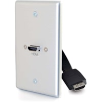 C2G 1-Gang HDMI Pass Through Wall Plate - Brushed Aluminum - 1-gang - Wall Mount - Aluminum - Aluminum, Polyvinyl Chloride (PVC) - 1 x HDMI Port(s)