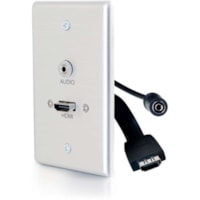 C2G 1-Gang HDMI and 3.5mm Audio Pass Through Wall Plate - Brushed Aluminum - 1-gang - Wall Mount - Brushed Aluminum - Aluminum, Polyvinyl Chloride (PVC) - 1 x HDMI Port(s) - 1 x Mini-phone Port(s)