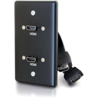 C2G 1-Gang Dual HDMI Pass Through Wall Plate - Black - 1-gang - Wall Mount - Black - Aluminum - 2 x HDMI Port(s)