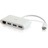 Concentrateur combo USB/Ethernet - USB Type C - Externe - Blanc C2G - USB Type C - Externe - 3 Port(s) USB - 1 Port(s) réseau (RJ-45) - 3 Port(s) USB 3.0