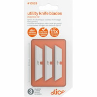 Slice Pointed Tip Ceramic Utility Blades - 2.60" (66.04 mm) Length - Pointed Tip, Non-conductive, Non-magnetic, Reversible, Retractable, Rust Resistant, Non-sparking - Zirconium Oxide - White - 3 / Pack