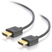 Câble audiovisuel 2 pi HDMI C2G - 2 pi HDMI Câble audiovisuel pour Périphérique audio/vidéo, Home Cinéma, Ordinateur, Projecteur, Moniteur, HDTV - Supports up to 4096 x 2160 - Blindé - Doré Connecteur plaqué - Noir