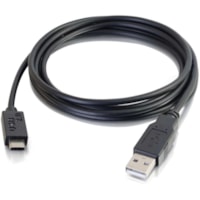 C2G 3ft (0.9m) USB 2.0 USB-C to USB-A Cable M/M - Black - 3 ft USB/USB-C Data Transfer Cable for Smartphone, Tablet, Hard Drive, Printer, Notebook, Cellular Phone, Desktop Computer, Webcam, Peripheral Device - First End: 1 x USB 2.0 Type C - Male - Second End: 1 x USB 2.0 Type A - Male - 480 Mbit/s 