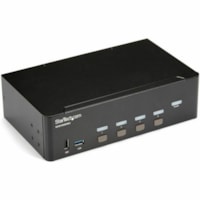 Boîtier de commutation KVM StarTech.com - 4 Ordinateur(s) - 1 Utilisateur(s) local - 3840 x 2160 - 10 x USB - 10 x HDMI - Montable en rack, Bureau