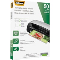 Fellowes Letter-Size Thermal Laminating Pouches - Sheet Size Supported: Letter 8.50" (215.90 mm) Width x 11" (279.40 mm) Length - Laminating Pouch/Sheet Size: 9" (228.60 mm) Width5 mil (0.13 mm) Thickness - Glossy - for Document - Photo-safe, Durable - Clear - 50 / Pack