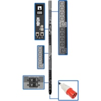 Tripp Lite by Eaton PDU3XEVSR6G63B 30-Outlets PDU - Switched - IEC 60309 63A Red 3P+N+E - 24 x IEC 60320 C13, 6 x IEC 60320 C19 - 380 V AC, 400 V AC - Network (RJ-45) - 0U - Vertical - Rack-mountable 