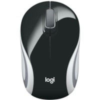 Logitech Wireless Mini Mouse M187 Ultra Portable, 2.4 GHz with USB Receiver, 1000 DPI Optical Tracking, 3-Buttons, PC / Mac / Laptop - Black (with White Stripe) - Optical - Wireless - Radio Frequency - 2.40 GHz - Black - USB - 1000 dpi - Scroll Wheel - 3 Button(s) - Symmetrical