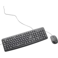 Clavier et souris - QWERTY Verbatim - USB Câble - Noir - USB Câble - Optique - Roulettes avec frein - QWERTY - Noir - Comptible avec Ordinateur pour PC, Mac