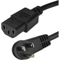 StarTech.com 6ft (2m) Computer Power Cord, Right Angle NEMA 5-15P to C13, 10A 125V, 18AWG, Replacement AC Power Cord, Monitor Power Cable - 6ft (2m) 18AWG flexible computer power cord w/ NEMA 5-15P and IEC 60320 C13 connectors; Rated for 125V 10A; UL listed (UL62/UL817); Fully molded ends; 100% Copp