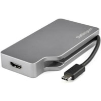 StarTech.com - Adaptateur multiport USB-C - Gris sidéral - 4-en-1 USB-C vers VGA, DVI, HDMI, ou Mini DisplayPort - 1 x USB mâle de type C à 24 broches - 1 x Mini DisplayPort numérique audio/vidéo femelle à 20 broches, 1 x Mini DisplayPort numérique audio/v